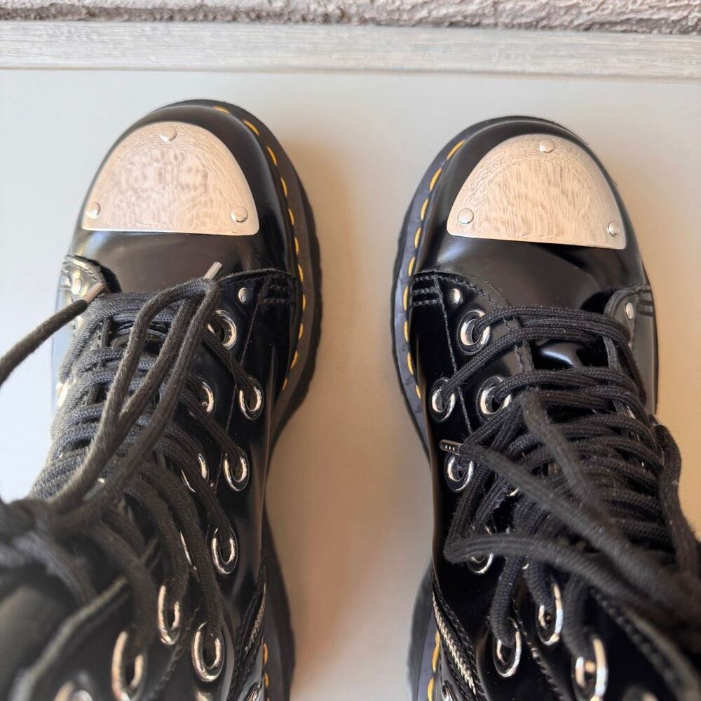 Dr. Martens Jadon Max Rebel Platform Boots Womens 10 Metal Plate Black Leather - Picture 5 of 16